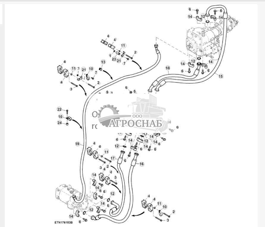 Шланги гидростатического привода, трансмиссия с кнопочным переключением передач, 4WD, HillMaster™ 